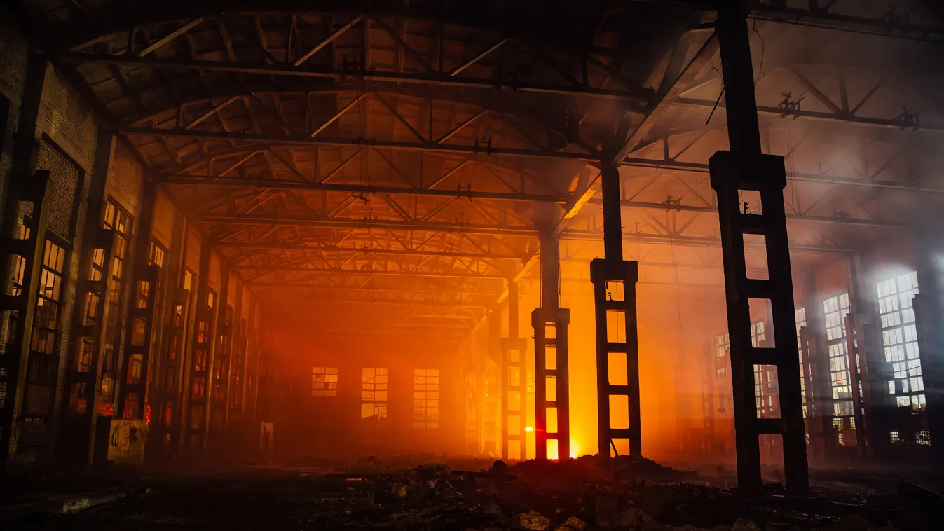 gyár, tűz, illusztráció 