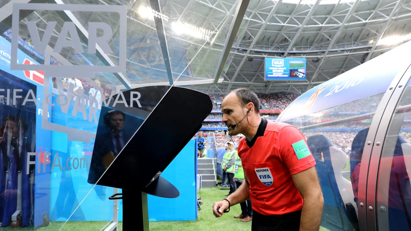 Denmark v Australia: Group C - 2018 FIFA World Cup Russia Video Assistant Referee Sport Soccer International Team Soccer FeedRouted_Global during the 2018 FIFA World Cup Russia group C match between Denmark and Australia at Samara Are 