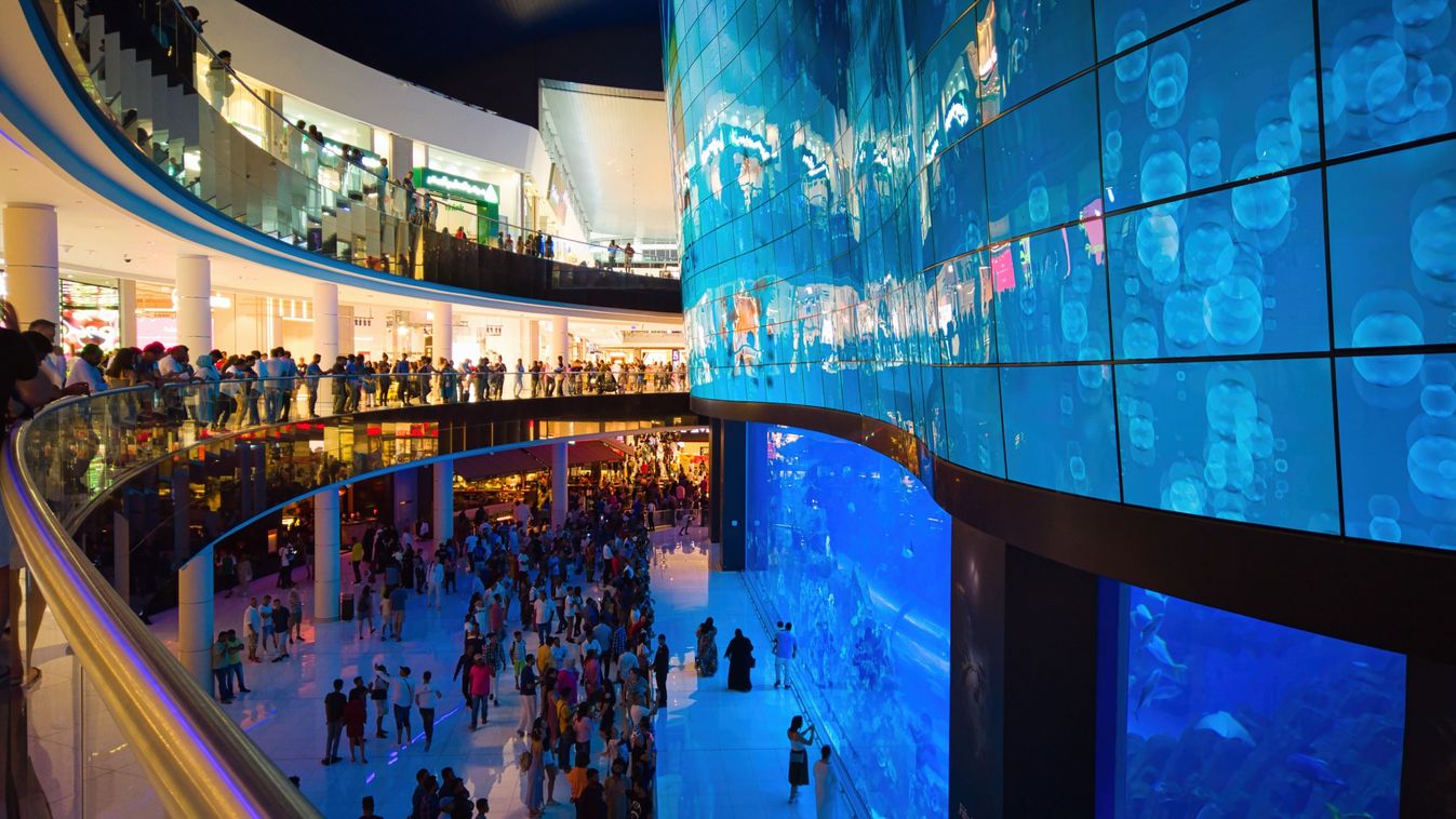 Dubai, Mall, akvárium, bevásárlóközpont, pláza 