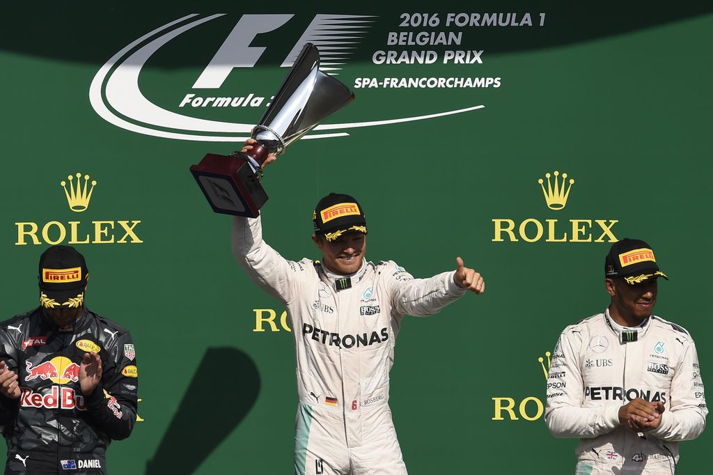 Forma-1, Belga Nagydíj, Nico Rosberg, Daniel Ricciardo, Lewis Hamilton 