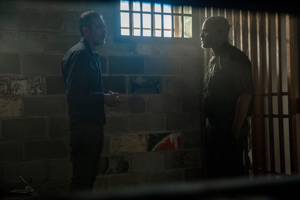 Jeffrey Dean Morgan as Negan, Seth Gilliam as Father Gabriel Stokes - The Walking Dead _ Season 10 - Photo Credit: Jackson Lee Davis/AMC 