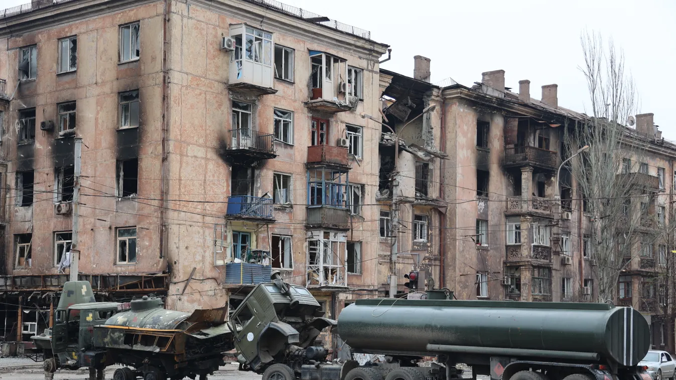 Ukrán válság 2022, orosz, ukrán, háború, Ukrajna, Donyeck, rom, romok, roncs, jármű 