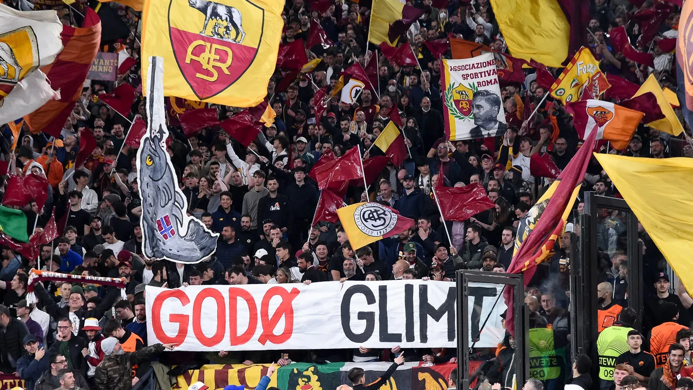 AS Roma v Bodo/Glimt - Conference League Quarter-Final Soccer Serie A Lazio calcio Italia Rome Italian Cup Conference League norway bodo glimt Sportphoto UEFA Conference League Quarter-Finals leg 2 match AS Roma Stadio Olimpico Giuseppe Maffia Supporters 