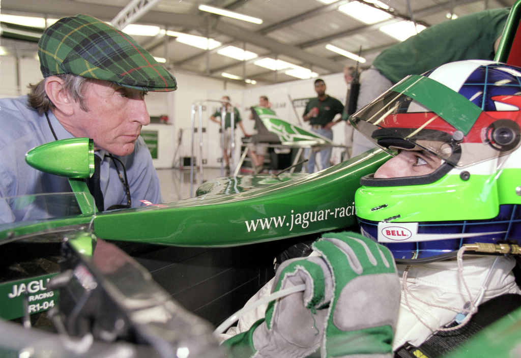 Forma-1, Sir Jackie Stewart, Dario Franchitti, Jaguar Racing, Silverstone teszt 2000 