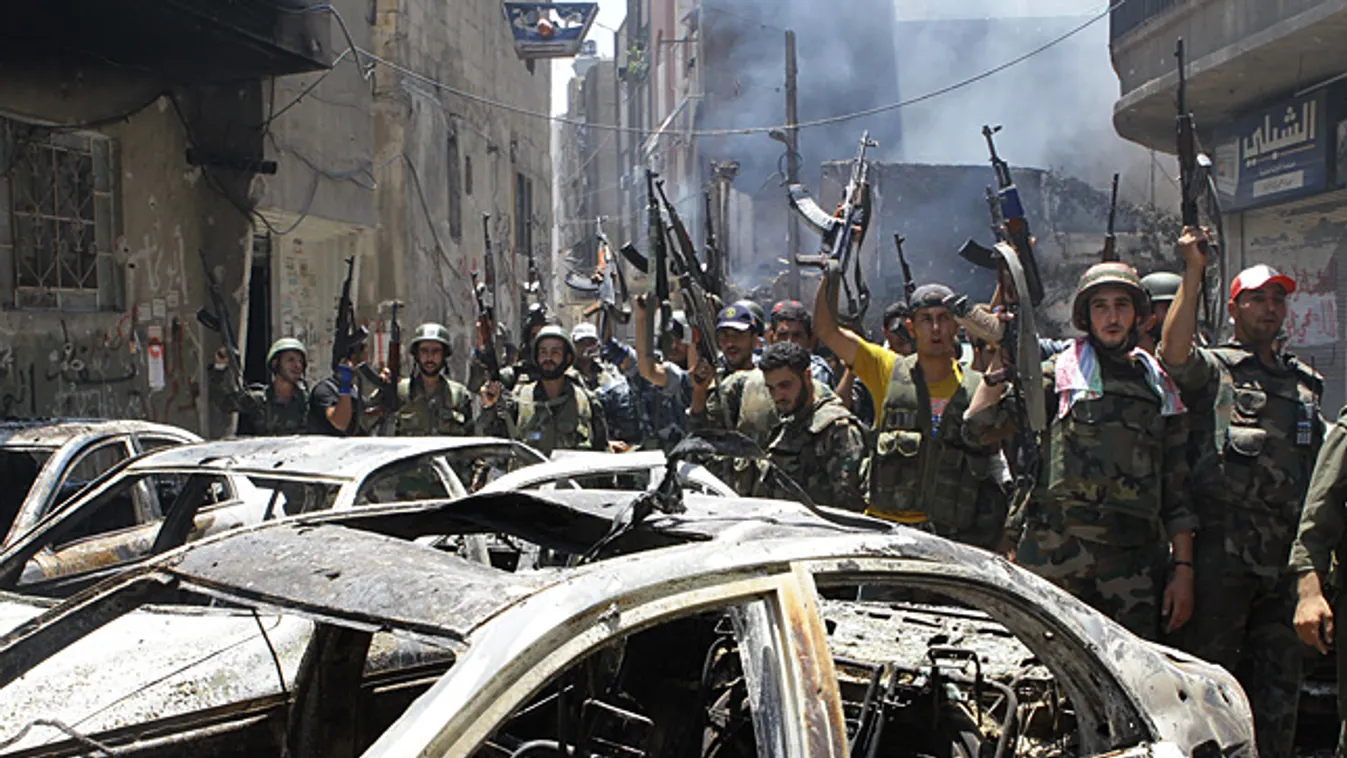 Szíria, polgárháború, fegyveres konfliktus, menekült, szíriai katonák Damaszkuszban 