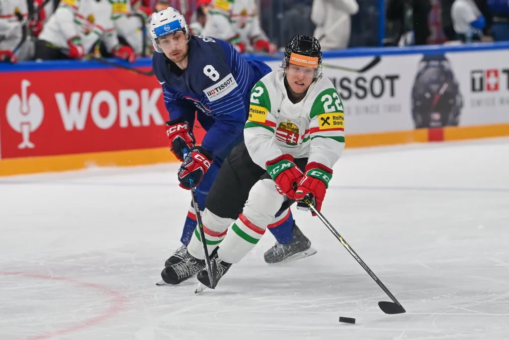 GALLÓ Vilmos Franciaország - Magyarország, jégkorong, hoki, világbajnokság, IIHF jégkorong-világbajnokság, Tampere Deck Arena, 2023.05.16. 