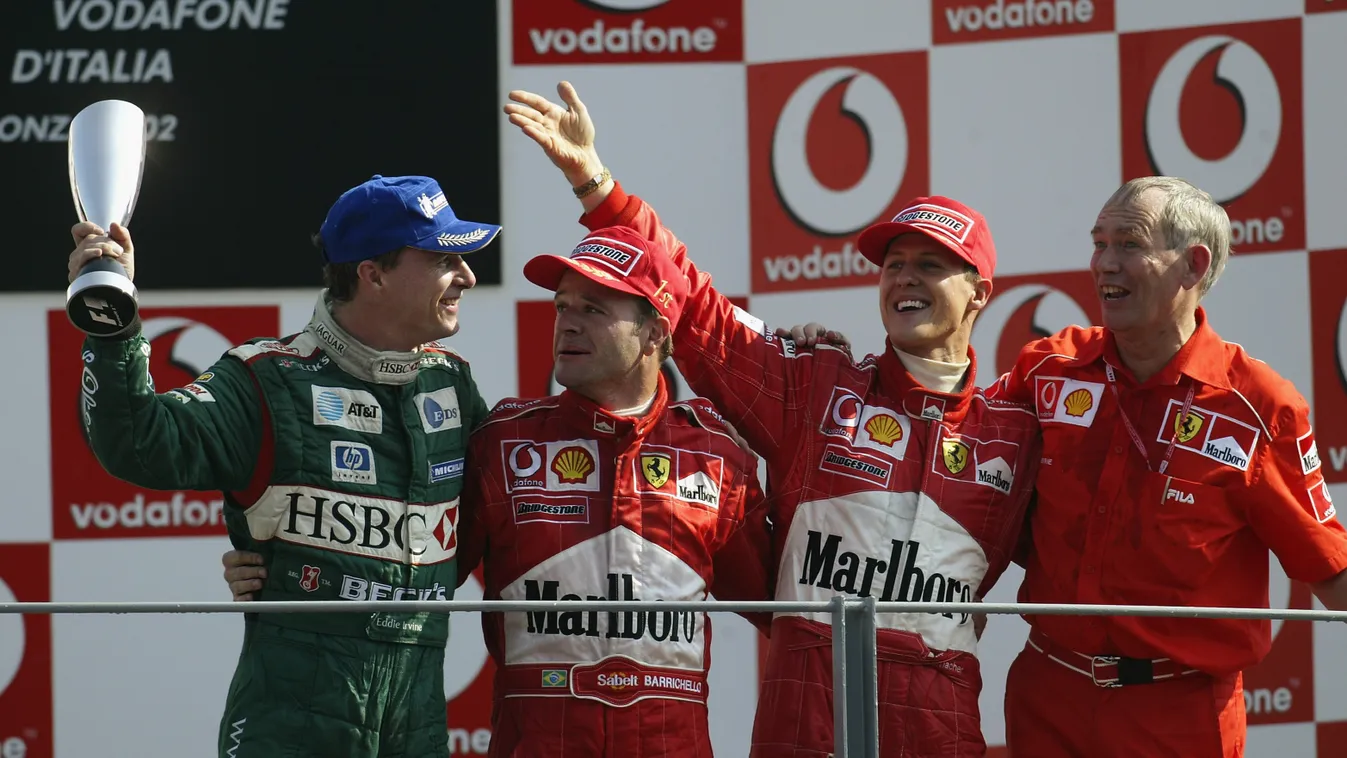 Forma-1, Eddie Irvine, Jaguar Racing, Rubens Barrichello, Michael Schumacher, Rory Byrne, Olasz Nagydíj 2002 