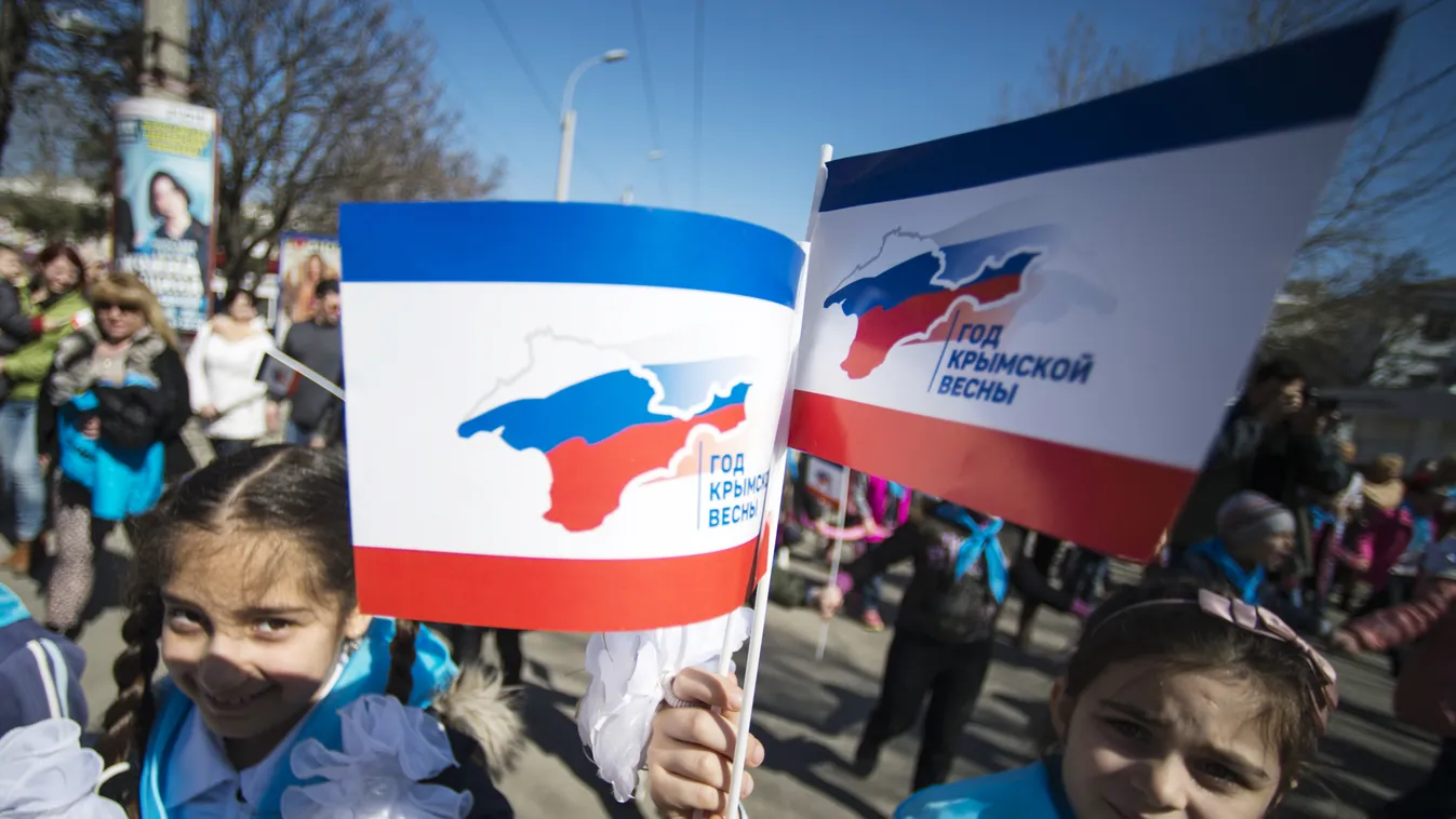 Crimean Spring anniversary celebrated in Simferopol spring march referendum crimea re-unification SQUARE FORMAT 