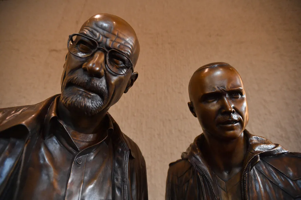 Sony Pictures Television Hosts "Breaking Bad" Statues Unveiling Featuring Bryan Cranston And Aaron Paul GettyImageRank2 Color Image arts culture and entertainment celebrities Horizontal 