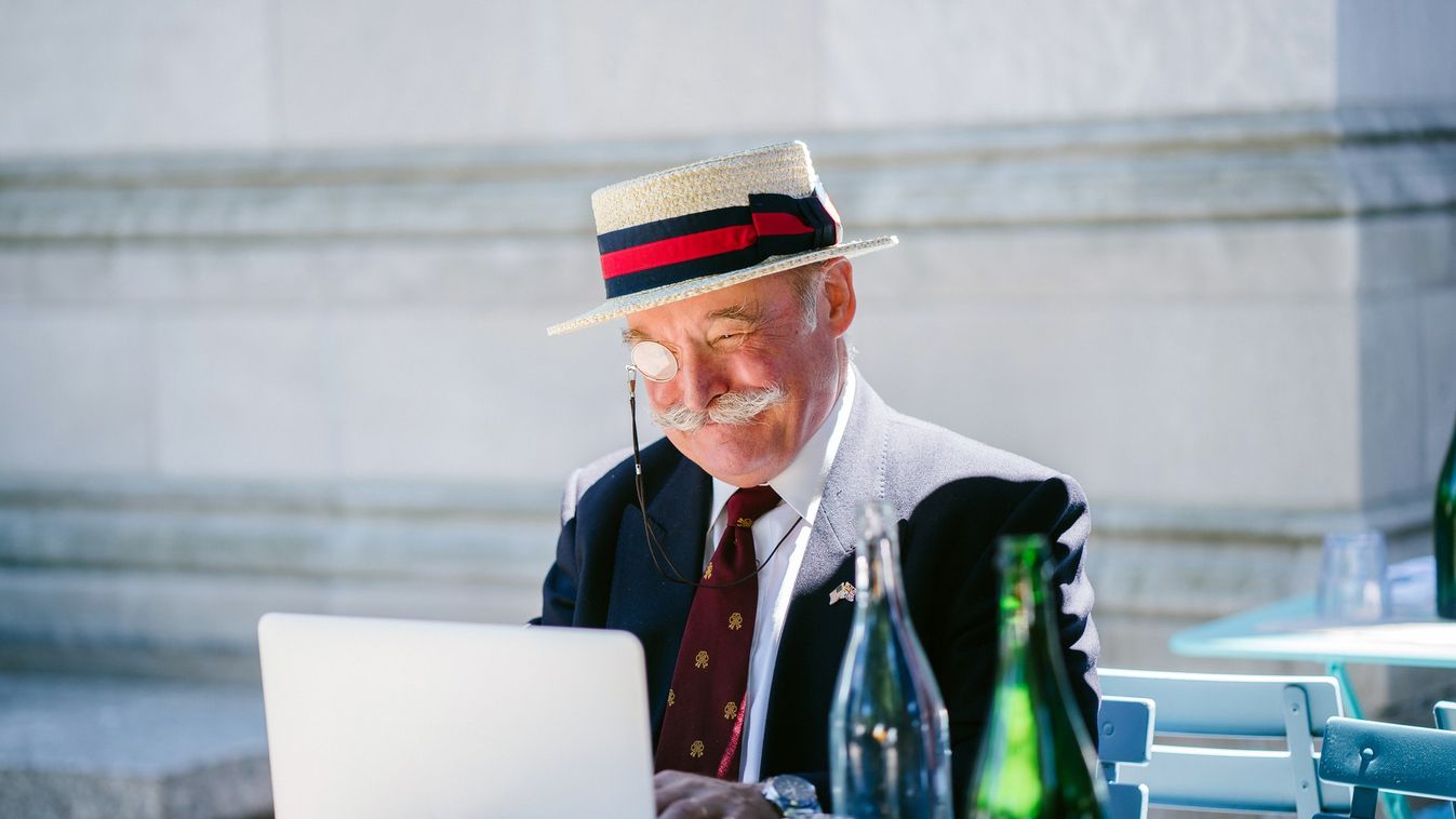 elderly retired man laptop notebook 