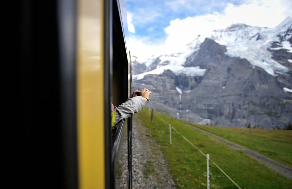 Horizontal ANCHURA Jungfraujoch, vasútállomás, Svájc 