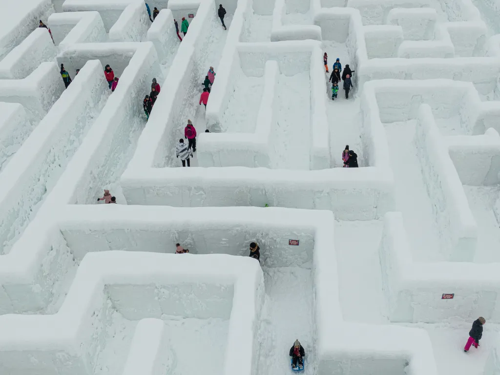 snowlandia, tél, hó, labirintus, lengyelország, 2023. 01. 21., Zakopane 