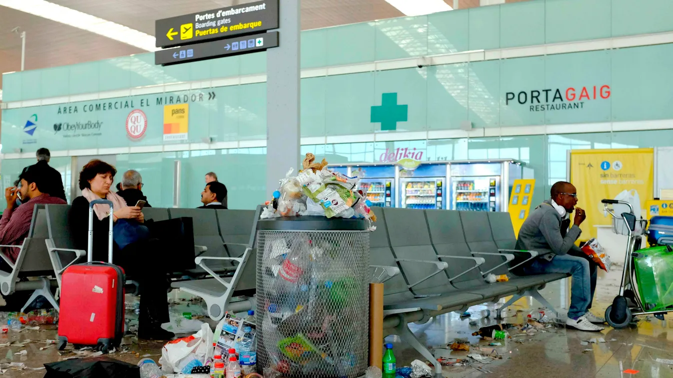 Barcelona El Prat repülőtér szemét sztrájk 