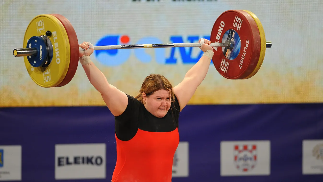 Weightlifting European Championships 2017 2017 women EUROPEAN Croatia Split WOMAN April Championships WEIGHTLIFTING women's final Weightlifting European Championships 2017 90 kg competition 90 Plus 