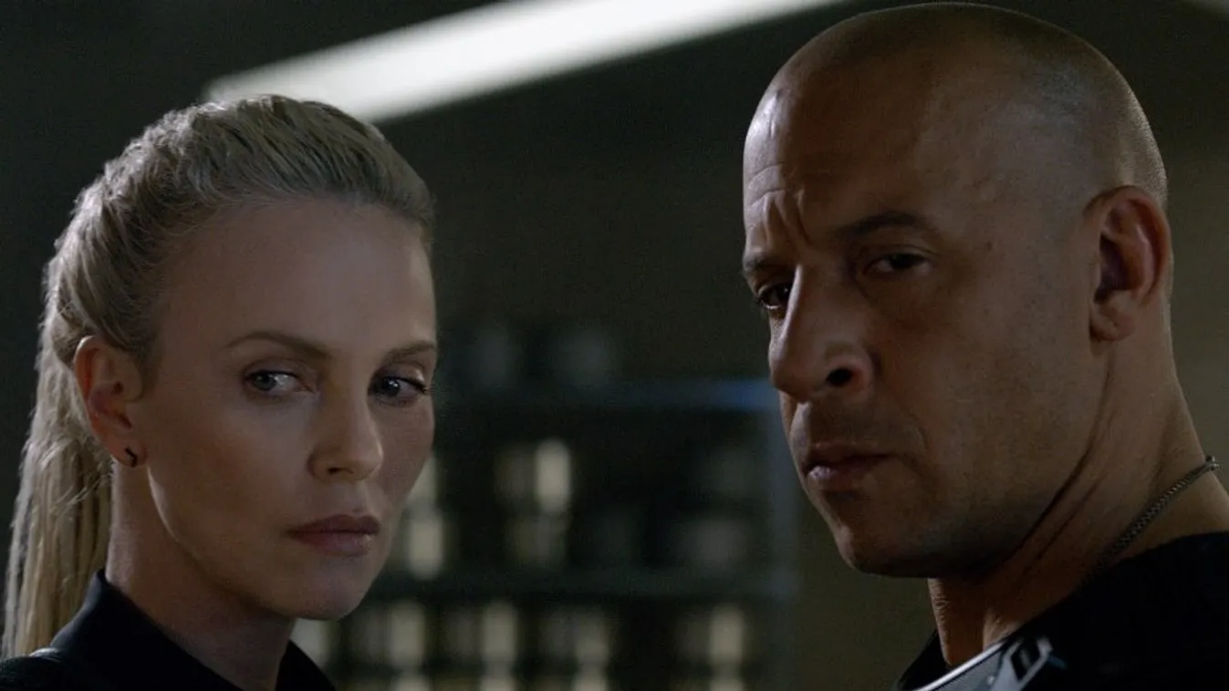 Charlize Theron és Vin Diesel a Halálos iramban 8 című filmben 