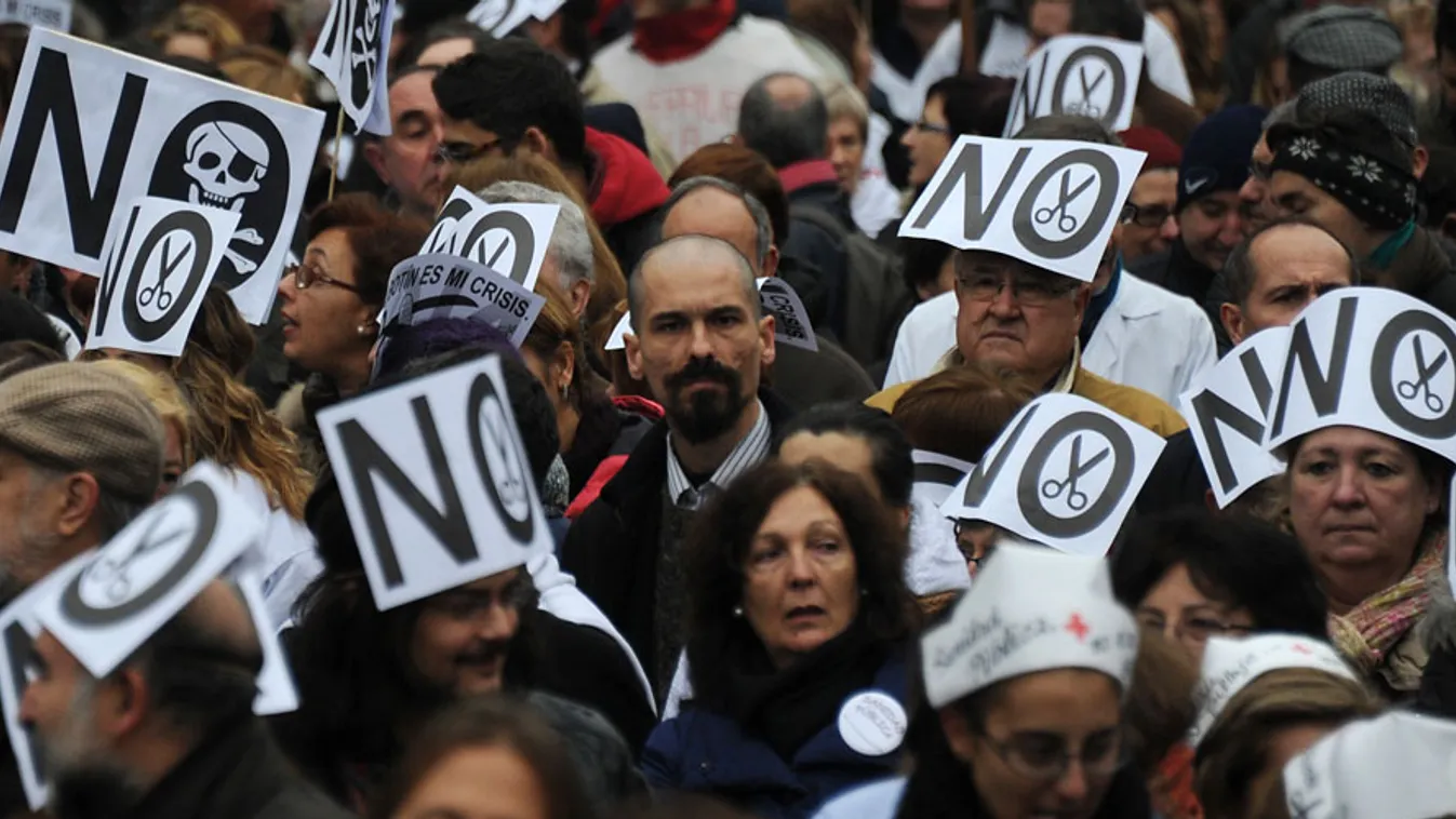 Miért emel adót a kormány, ha nem is kéne, no cuts, tüntetés Madridban