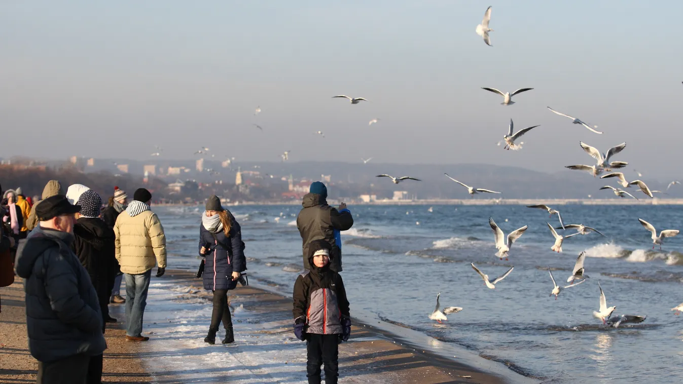 Poland Weather gdansk poland weather FROST high frost WINTER WALKING people walking baltic sea sea coast coastal SAND sandy beach SQUARE FORMAT 