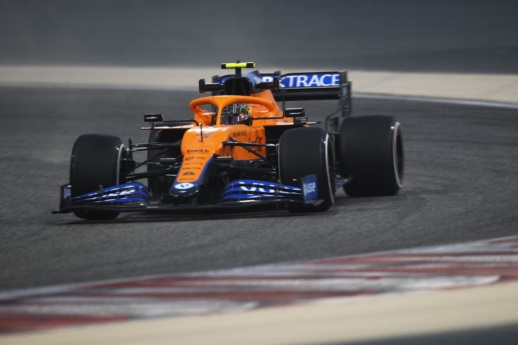 Forma-1, Lando Norris, McLaren, Bahrein teszt 1. nap, homokvihar 