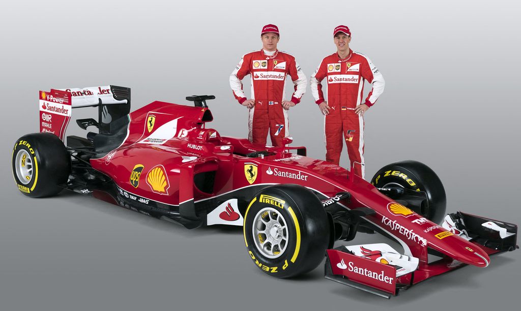 Forma-1, Kimi Räikkönen, Sebastian Vettel, Ferrari, 2015 autóbemutató 