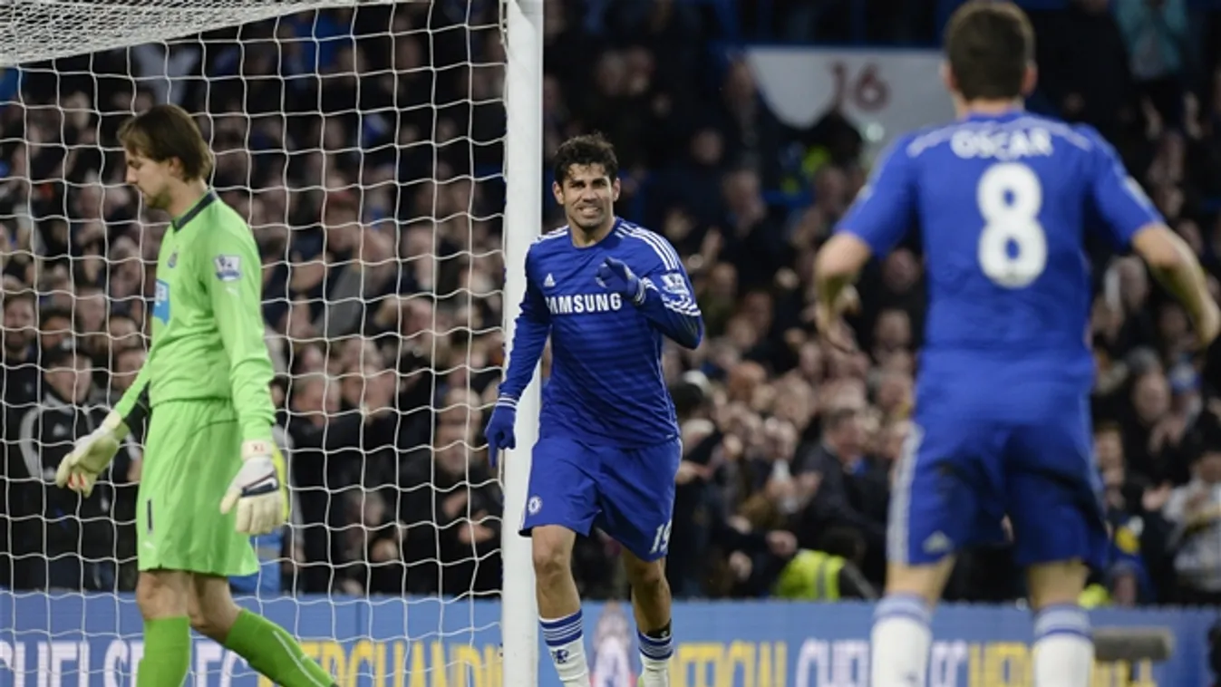 London, 2015. január 10.
Diego Costa, a Chelsea játékosa (k) ünnepel, miután gólt lőtt a Newcastle együttesének az angol első osztályú labdarúgó-bajnokság 2015. január 10-i mérkőzésén a londoni Stamford Bridge Stadionban. (MTI/EPA/Facundo Arrizabalaga) 