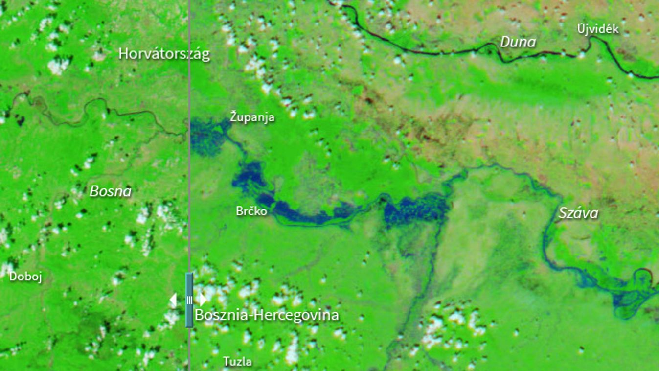 balkán, árvíz, műholdkép 