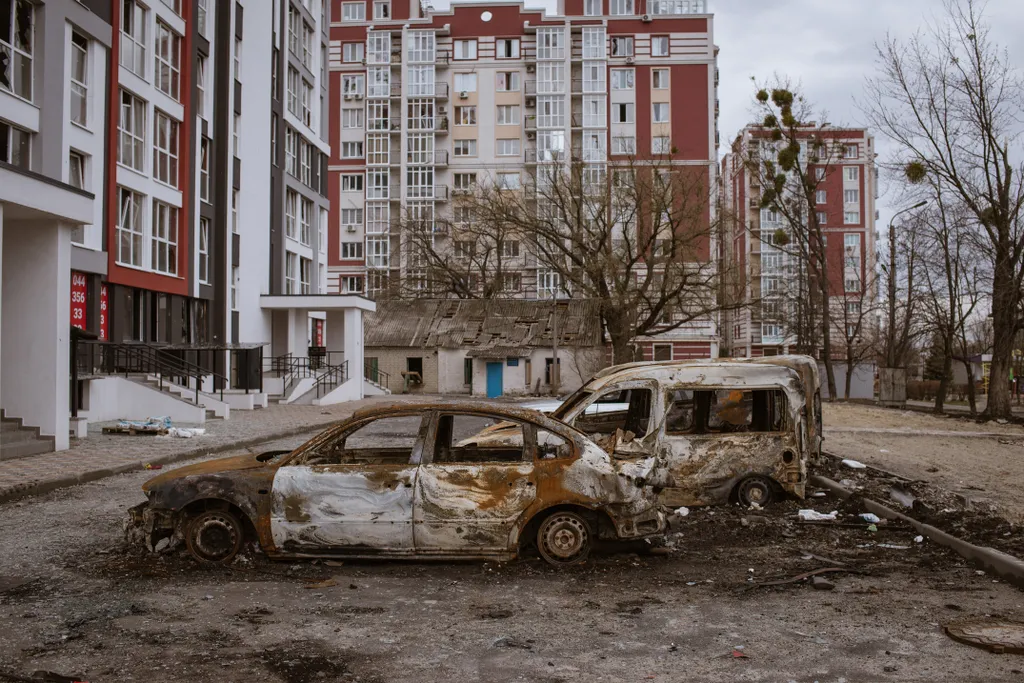 Ukrajna, Ukrán válság 2022, ukrán, orosz, háború, orosz-ukrán háború, Kijev, rom, ház 