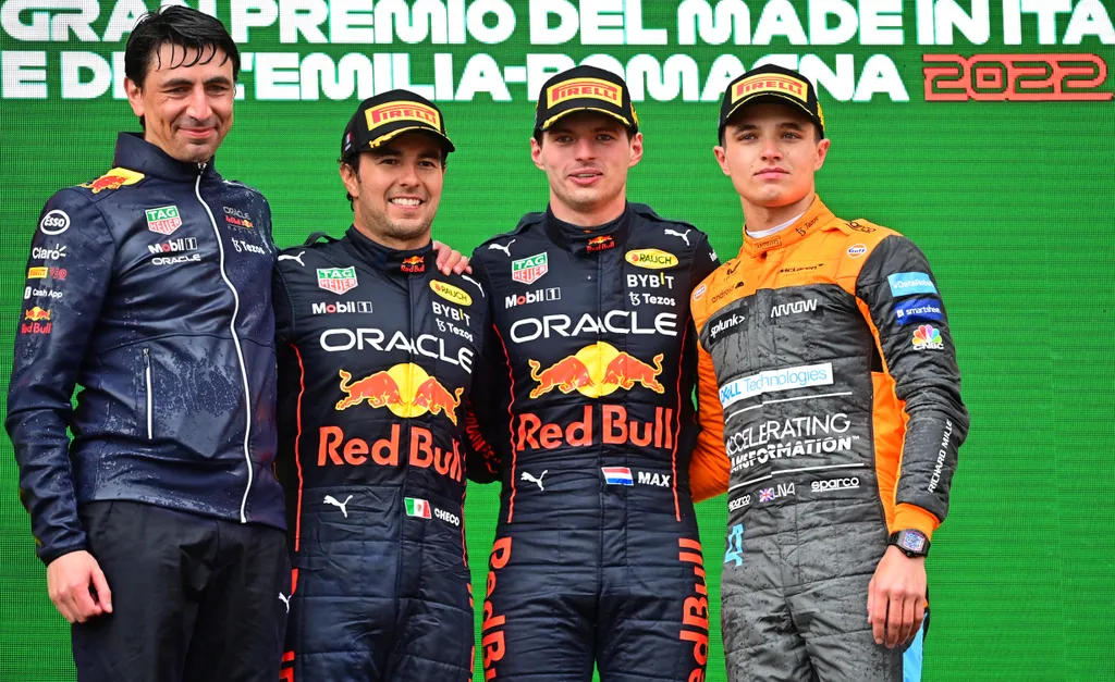 Forma-1, Emilia Romagna Nagydíj, Max Verstappen, Sergio Pérez, Lando Norris 