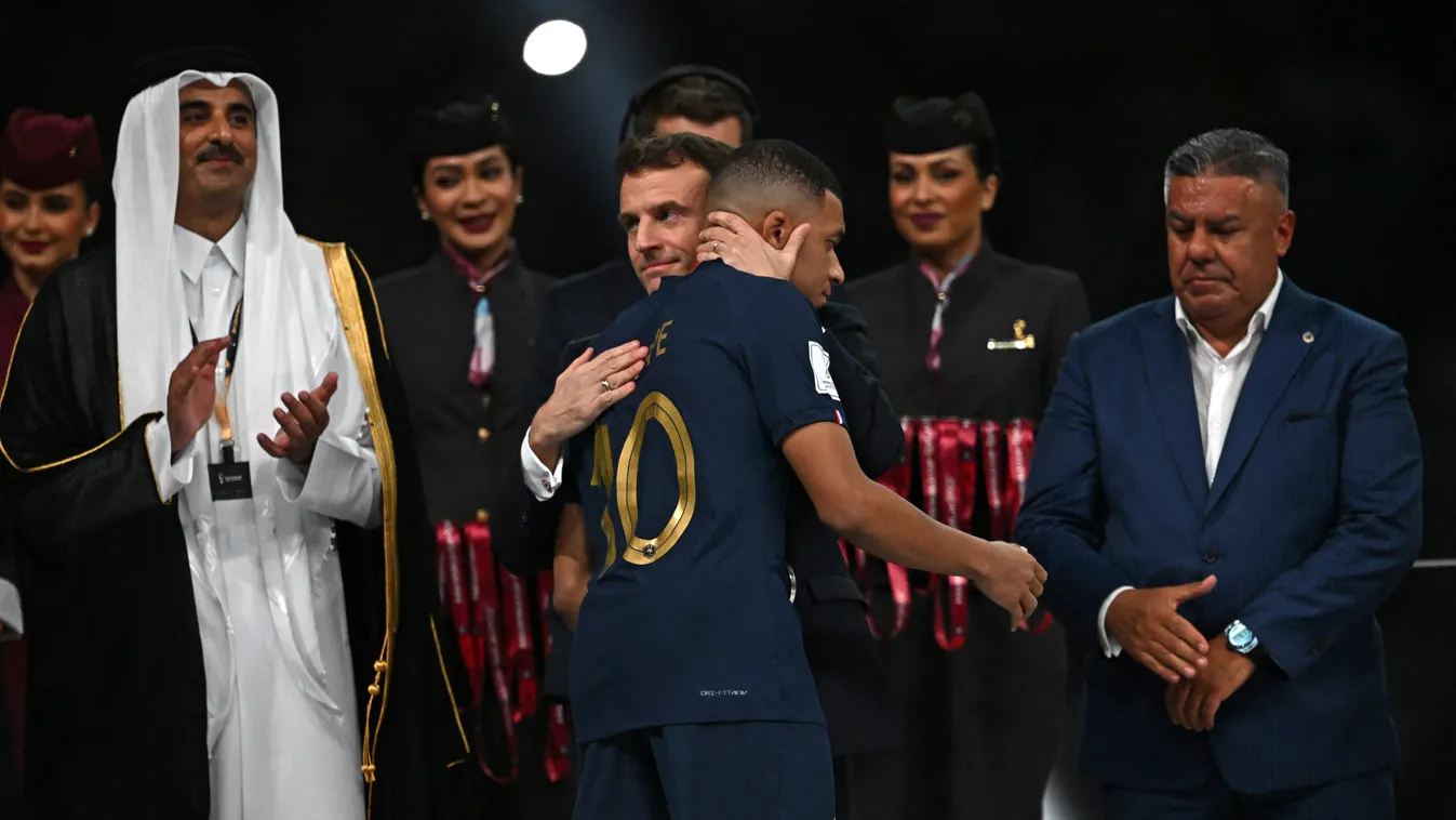 Emmanuel Macron, A Francia Köztársaság elnöke, Katar, Katar foci vb, Labdarúgó világbajnokság, 2022.12.18., Foci-vb 2022 