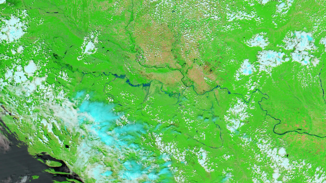 Balkán, árvíz, NASA Aqua műhold, MODIS műszer, Bosna, Száva, Drina 