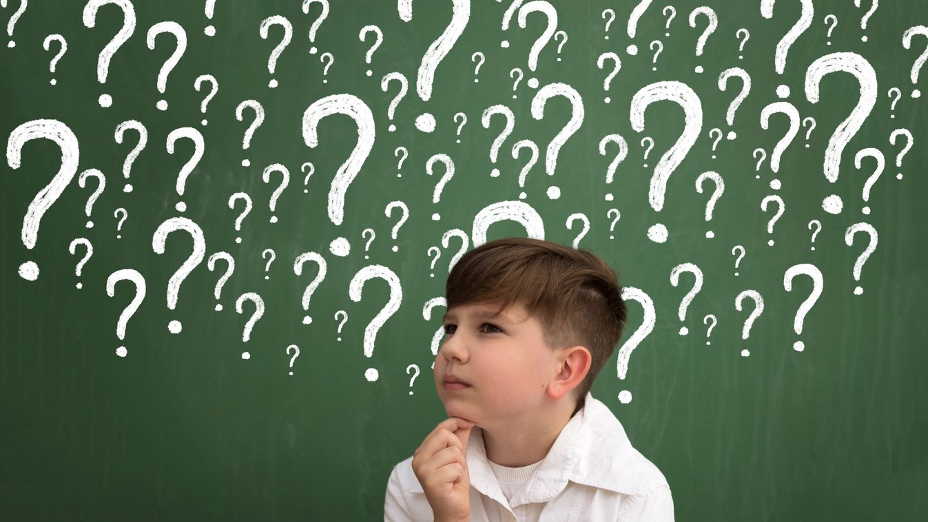 Little boy thinking surrounded question marks Schoolboy Preschool Age Student Wisdom Boys Copy Space Chalk Drawing Inspiration Back to School Child Asking Thinking Intelligence Question Mark Learning Confusion Contemplation Imagination Creativity Dreamlik