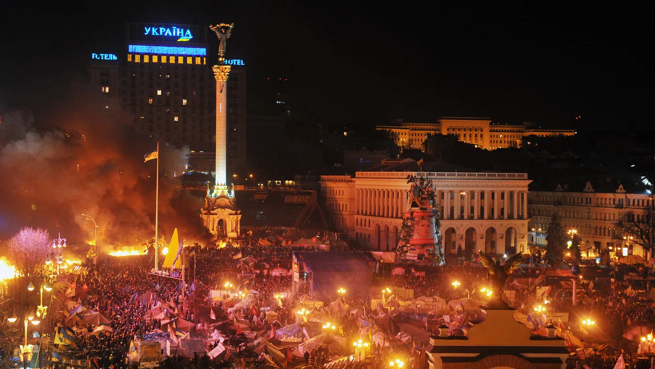 kijev, ukrajna, tüntetés, lágol a majdan tér 