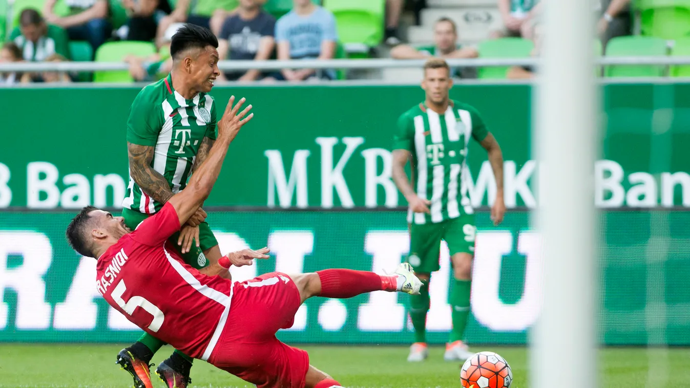 Bajnokok Ligája FTC ferencvárosi fradi albán Partizani, Gezim Krasniqi, ferencvárosi Cristian Ramírez 