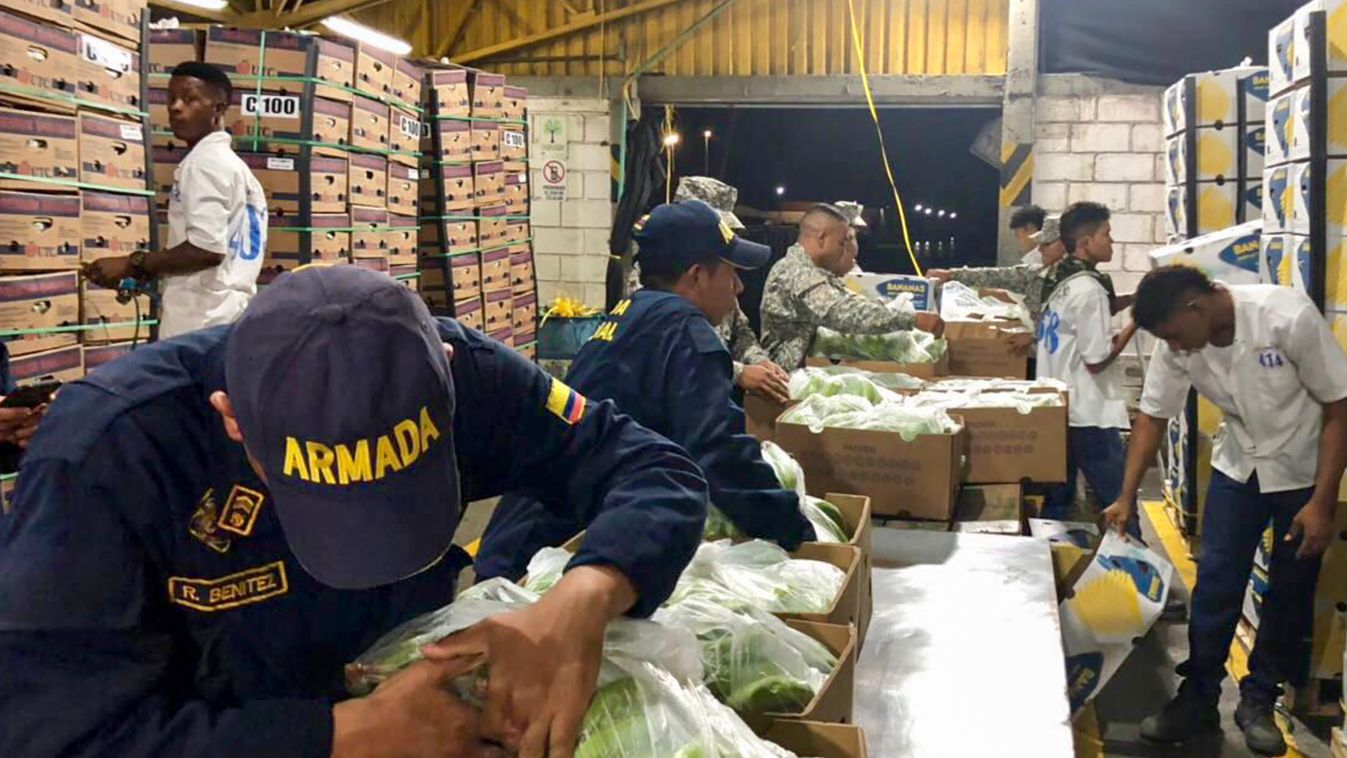 drugs Horizontal This handout picture released by Colombia's Navy shows Navy members while seizing 5,2 ton of cocaine in Turbo, Antioquia department, Uraba region, Colombia on March 6, 2018.

The cocaine seized -which belonged to the armed organized group