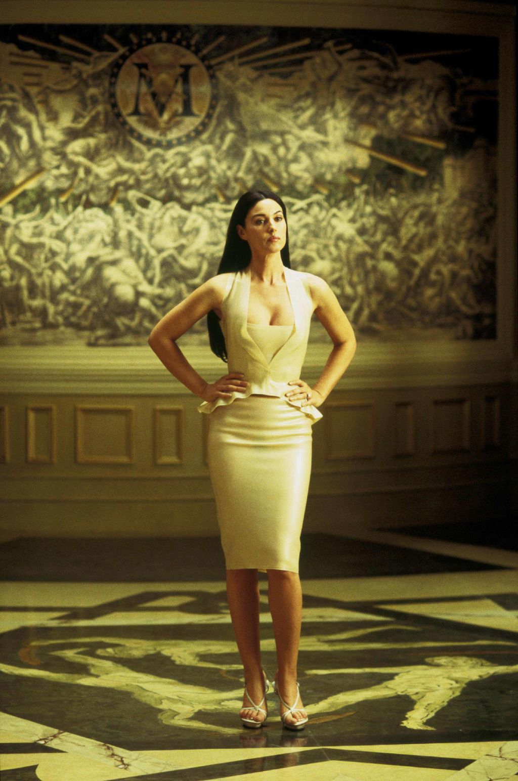 The movie still of Italian model-turned-actress MONICA BELLUCCI in Hollywood’s futuristic action thriller THE MATRIX RELOADED, starring Keanu Reeves, Laurence Fishburne and Carrie-Anne Moss. 