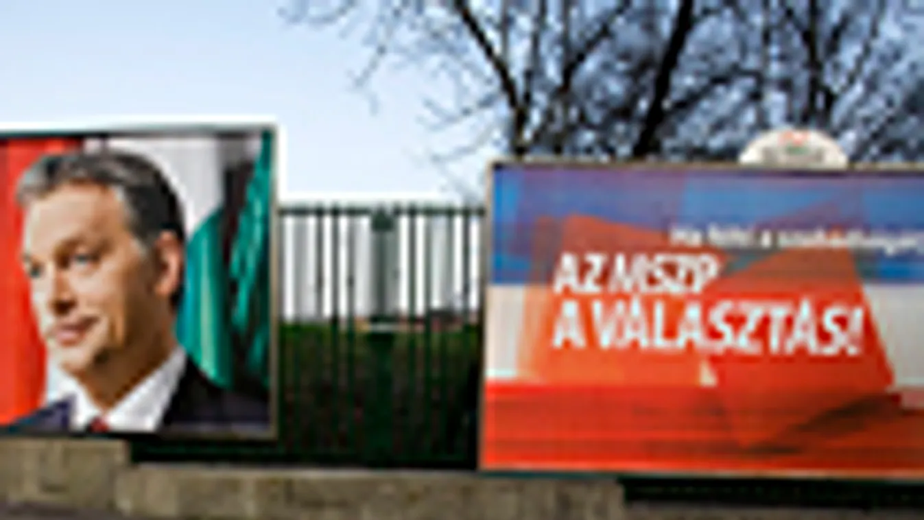 pártok őszi stratégiái, őszi stratégia, Orbán Viktor és az MSZP választási plakátja egymás mellett 2010-ben