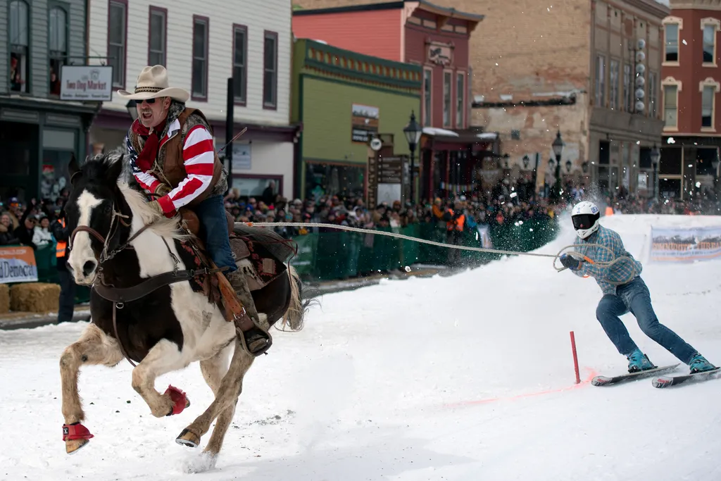 Síjöring, sí, rodeó, Leadville, Colorado, USA, 