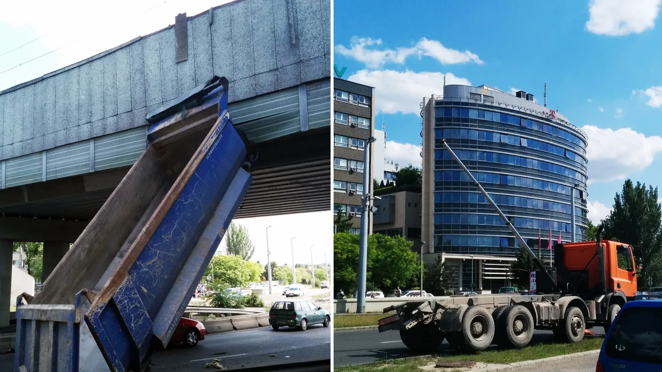 Kamion rohant a Rákóczi hídnak 