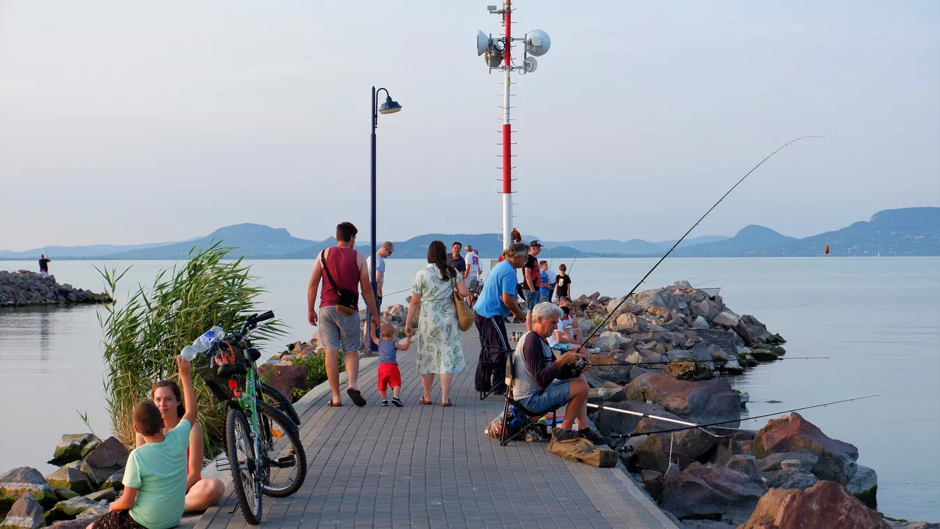 Balatonmariafurdo,,Hungary,-,July,5,,2021:,People,Fishing,,Walking,And 