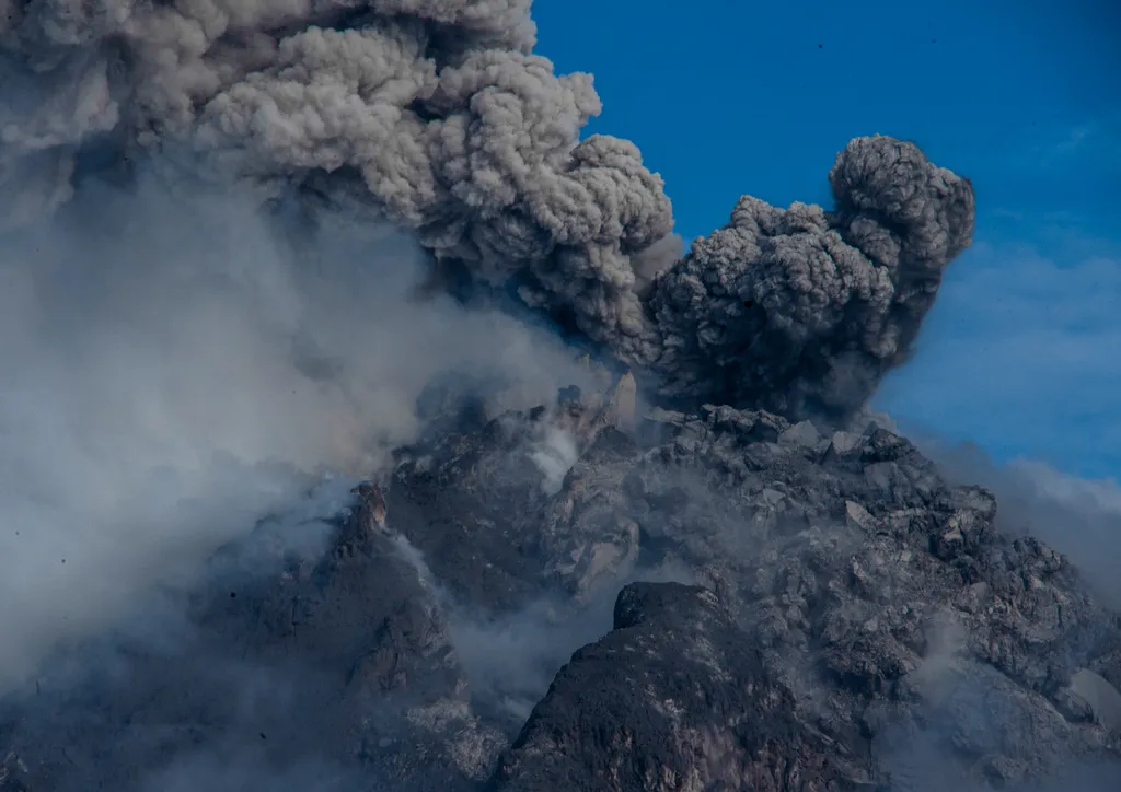 Indonesia Volcano Eruption environmental disaster sky mountains fog view nature volcano eruption ash smoke Horizontal 