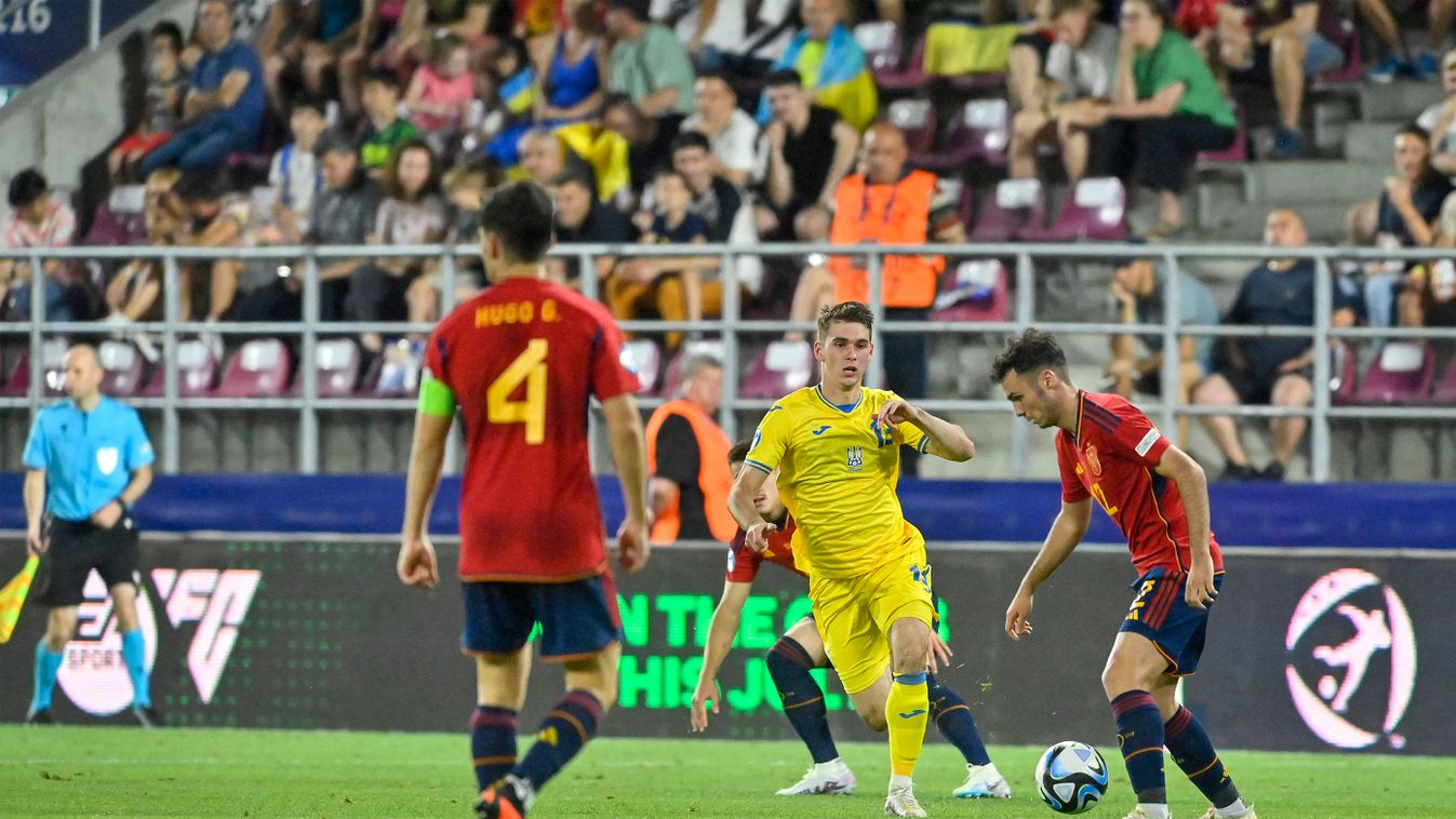 Ukraine 2-2 Spain in U21 EURO match U21 Under-21 Ukraine Romania Bucharest Giulesti Stadium Group B Horizontal SPORT FOOTBALL UEFA EURO, ukrán, spanyol, foci, U21 