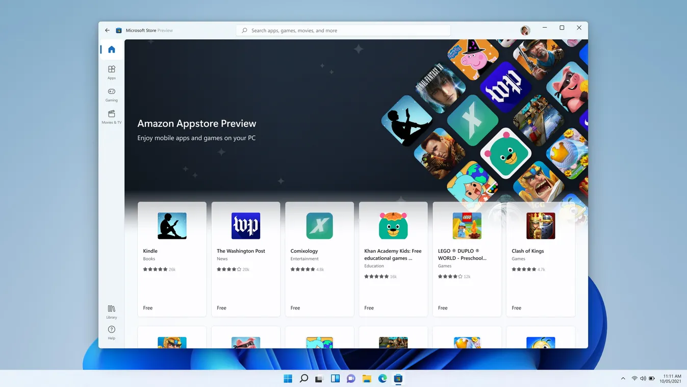 microsoft windows 11 google android amazon app store 