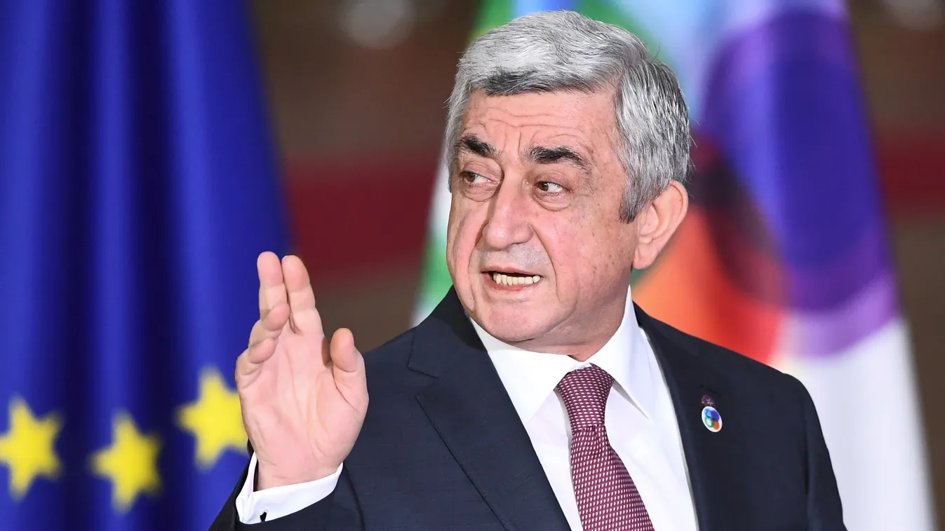 Horizontal Armenia's President Serzh Sargsyan arrives for an ?EU Eastern Partnership summit with six eastern partner countries at the European Council in Brussels on November 24, 2017.
Leaders from the EU and six former Soviet states meet in Brussels on N