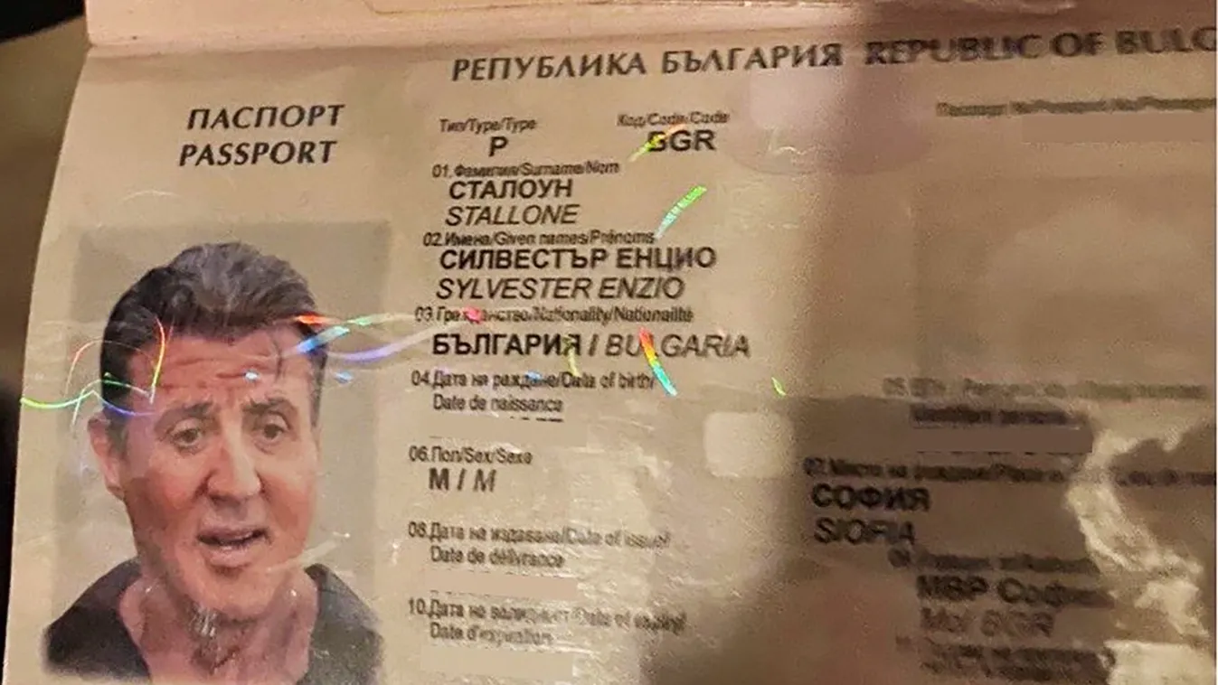 Bulgária, útlevél, Sylvester Stallone 