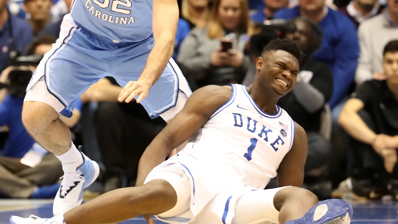 North Carolina v Duke GettyImageRank1 Break SHOES SPORT HORIZONTAL Basketball - Sport Falling USA STADIUM Color Image Durham - North Carolina Photography Facial Expression Duke University North Carolina Tar Heels Duke Blue Devils Cameron Indoor Stadium Un