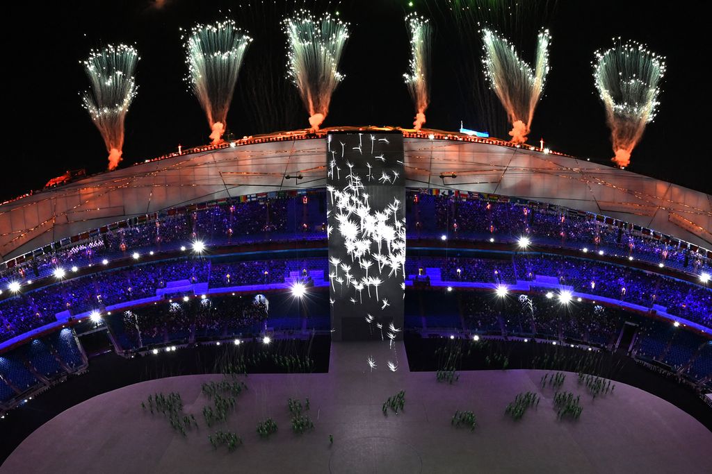 2022, Peking, téli olimpia, nyitóünnepség  Oly Horizontal OLYMPIC GAMES OVERVIEW HIGH ANGLE ROBOTICS 