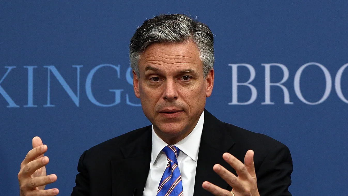 ELECTION GettyImageRank2 WASHINGTON, DC - NOVEMBER 14: Republican presidential candidate Jon Huntsman speaks at the Brookings Institution November 14, 2011 in Washington, DC. During a question and answer session Huntsman detailed his plan to strengthen th