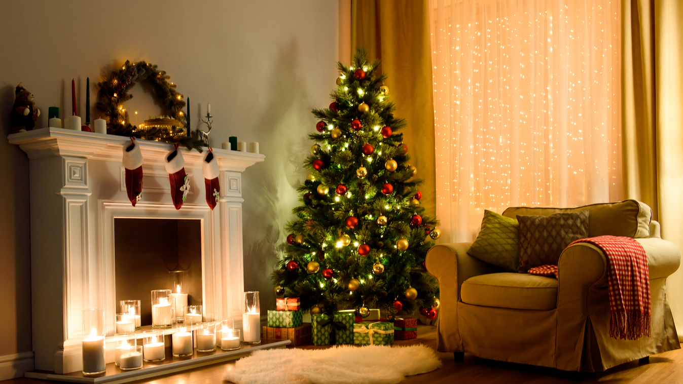 karácsony, karácsonyfa, égősor, dekoráció 