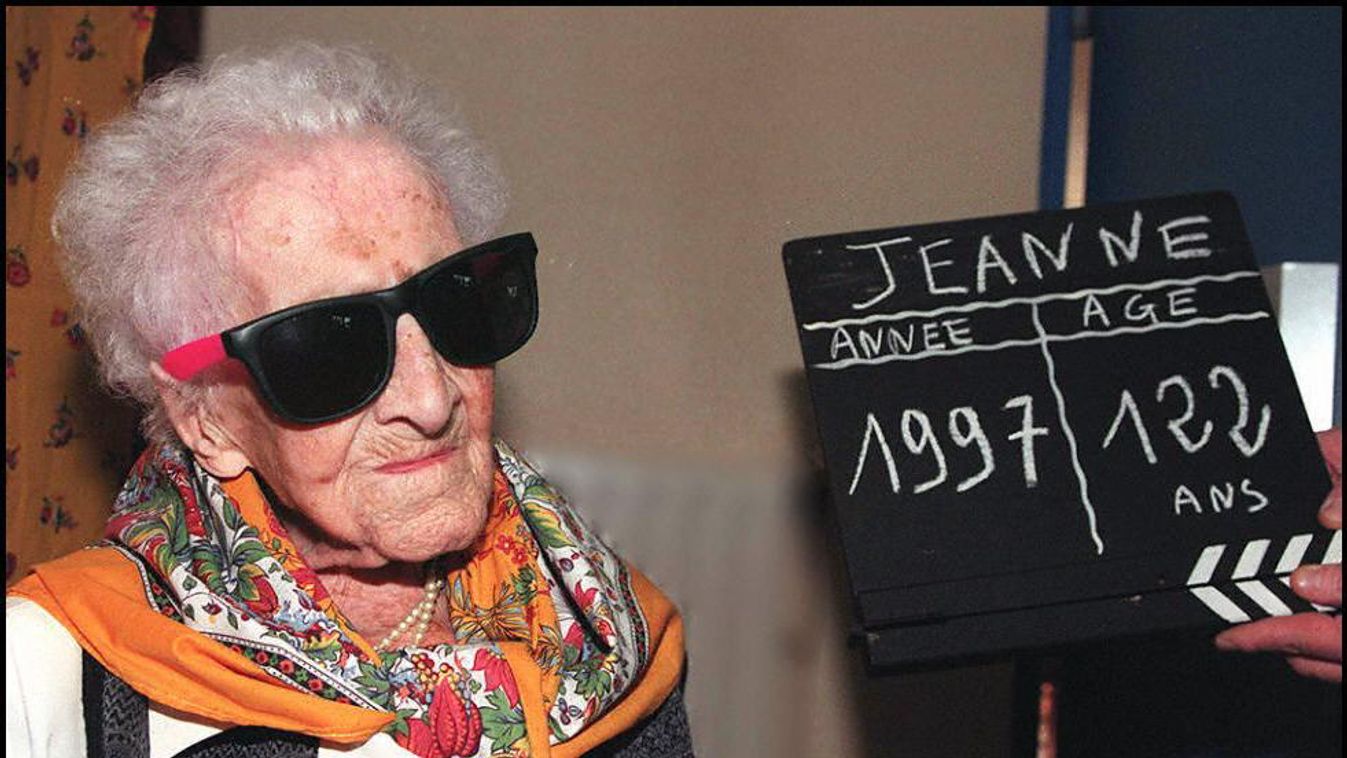Jeanne Calment 122 éves idős ember nő Horizontal ANNIVERSAIRE-PERSONNE PORTRAIT TROISIEME AGE CENTENAIRE 