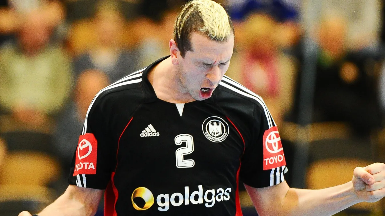 HANDBALL-WORLD-MEN-GER-TUN Horizontal PORTRAIT HANDBALL MATCH WORLD CHAMPIONSHIP SHOUTING CLENCHED FIST DYED HAIR 