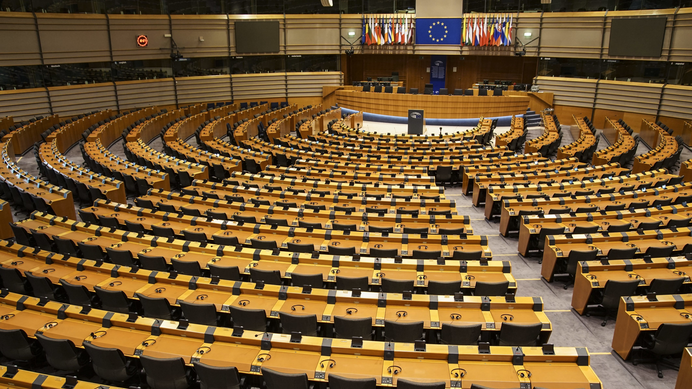 üres európai parlamenti ülésterem, Brüsszel 